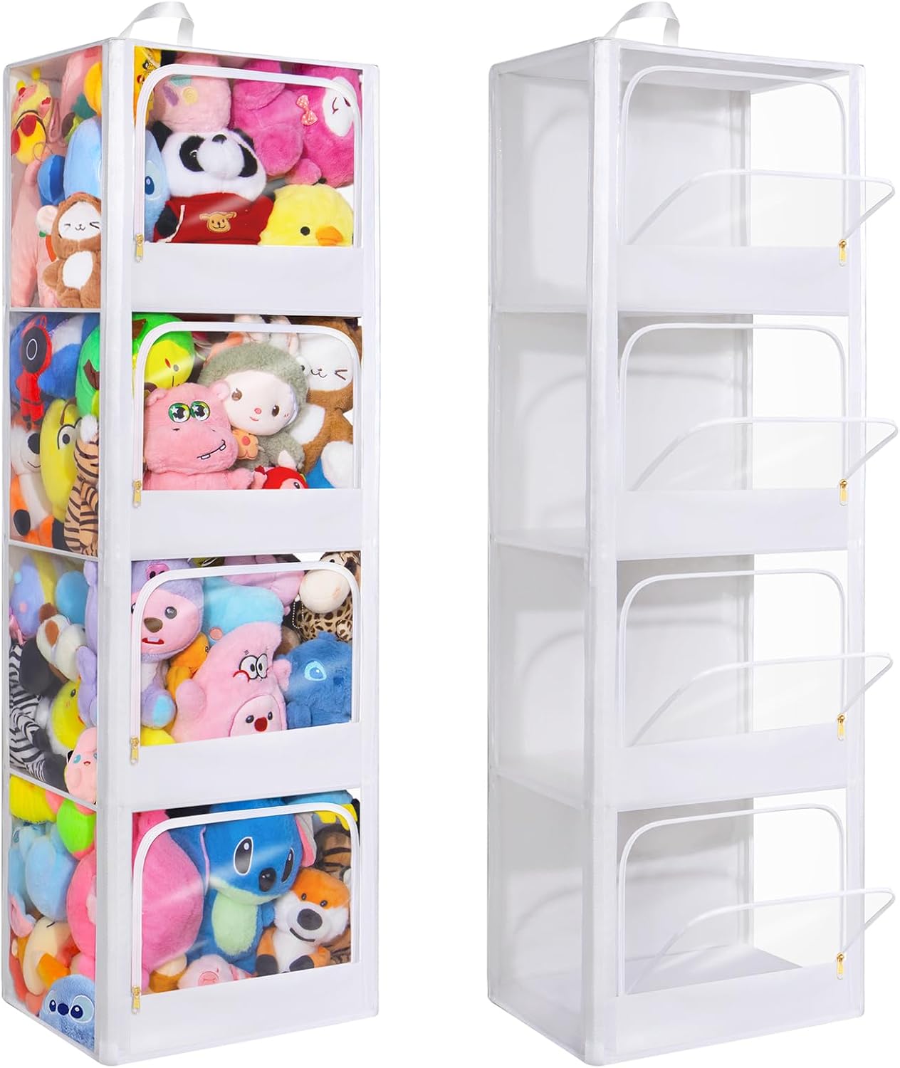 Kids Storage Toys - 4단 투명 지퍼 방진 플러시 장난감