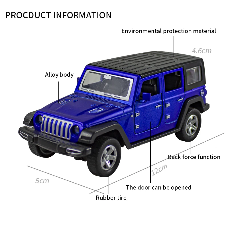 1:36 합금 지프 랭글러 풀백 오프로드 자동차 장난감 - Kids Toys Jeep 리뷰 및 가격