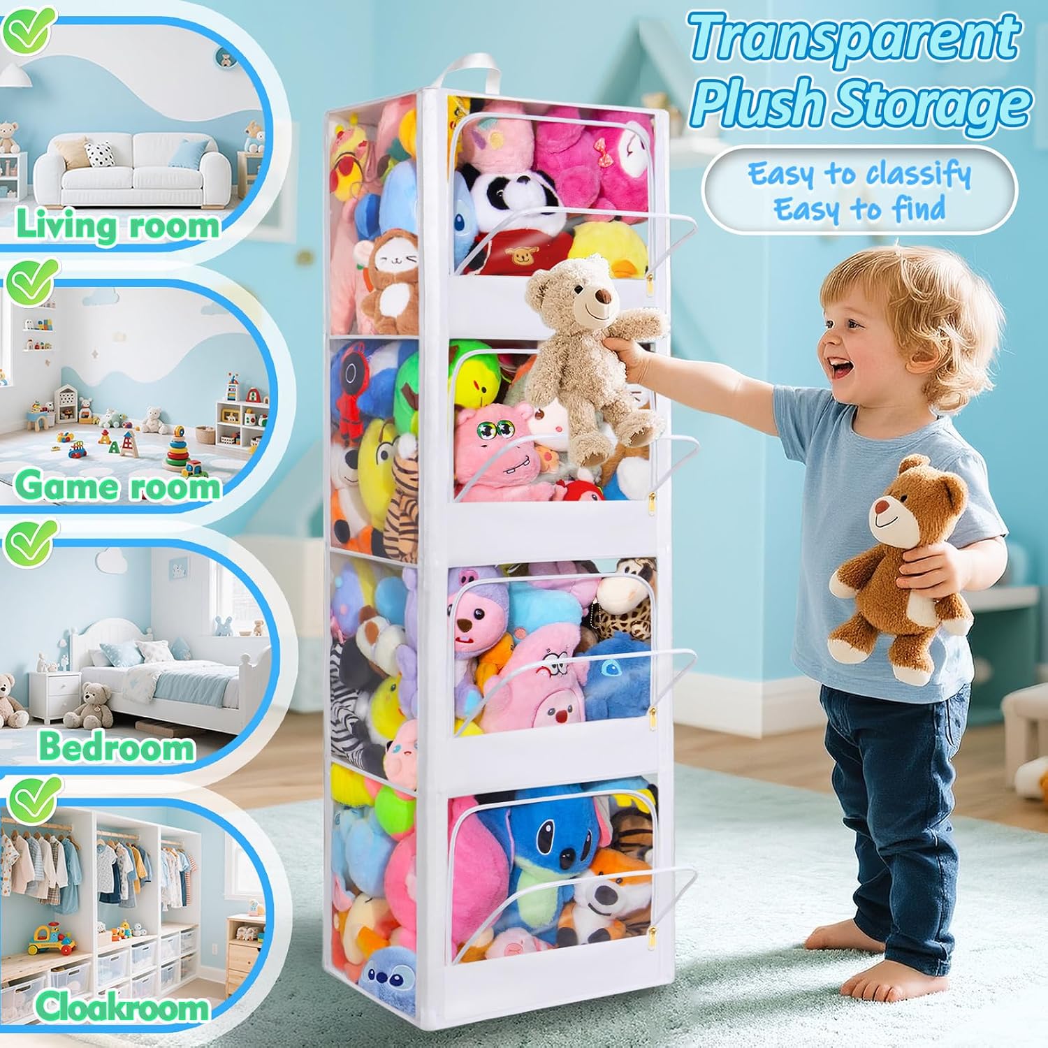 4단 투명 지퍼 방진 플러시 장난감 수납 정리함 가로& - Kids Storage Toys 리뷰 및 가격