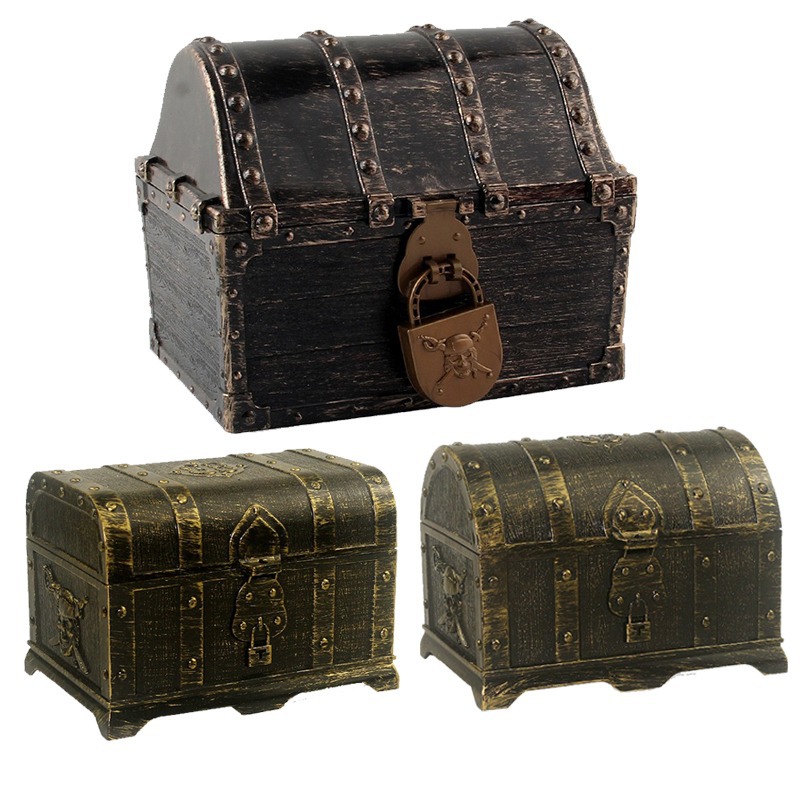 해적 보물 상자 장식 가정용 보관 금화 보물 상자 골드 - Kids Toys Vintage 리뷰 및 가격