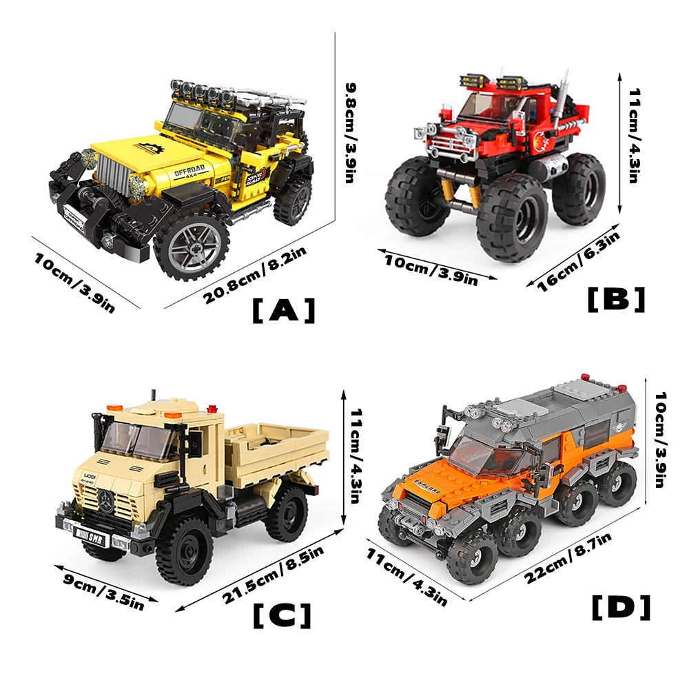DIY 자동차 트럭 빌딩 블록 세트 장난감 자기 조립  - Kids Toys Jeep 리뷰 및 가격