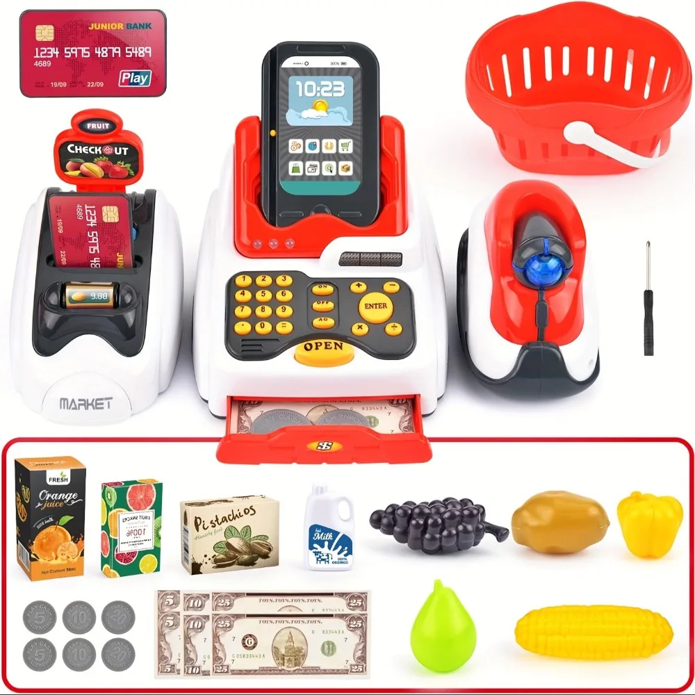 체크 아웃 스캐너 과일 카드 리더 신용 카드 기계 놀이 - Kids Toys Shop 리뷰 및 가격