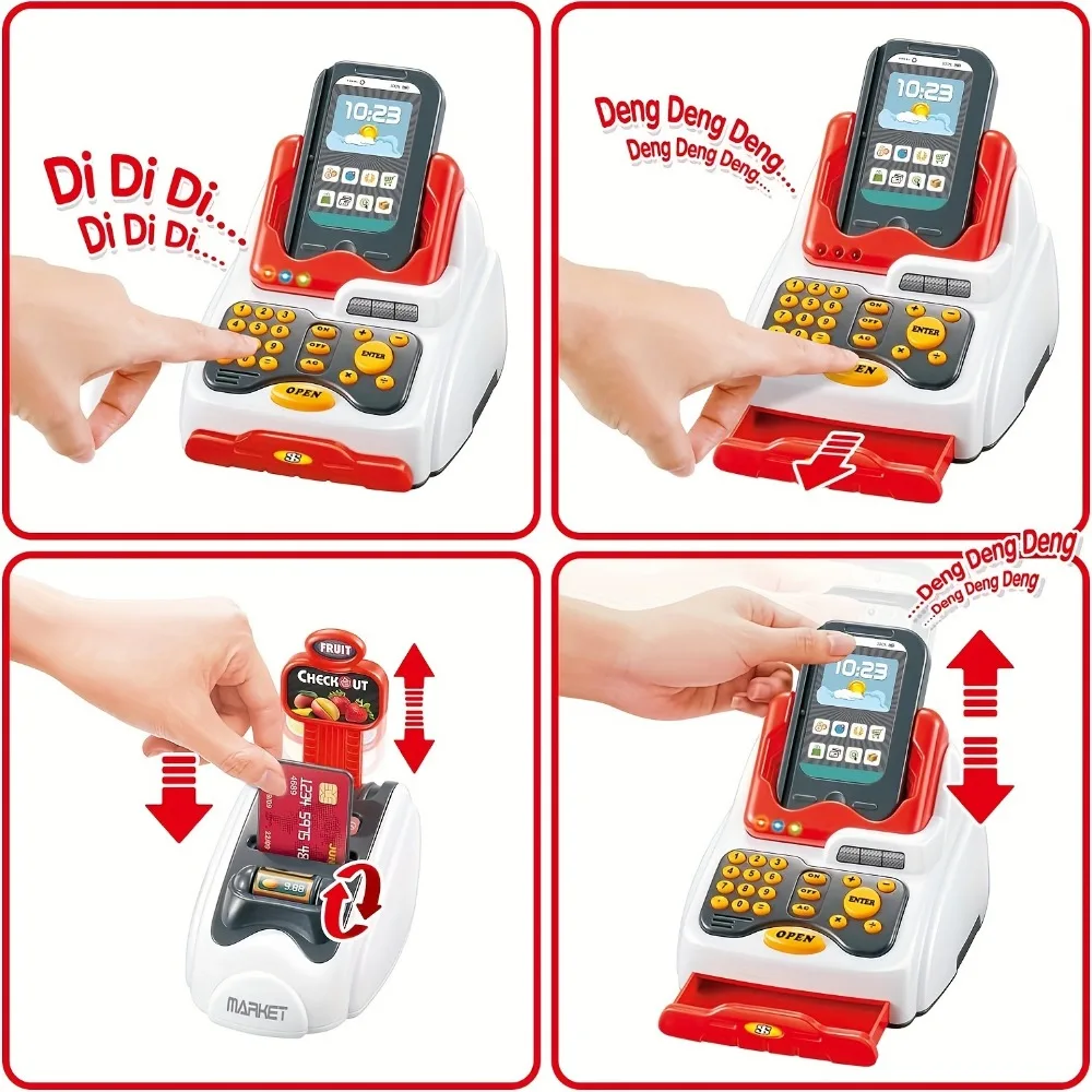 체크 아웃 스캐너 과일 카드 리더 신용 카드 기계 놀이 - Kids Toys Shop 리뷰 및 가격